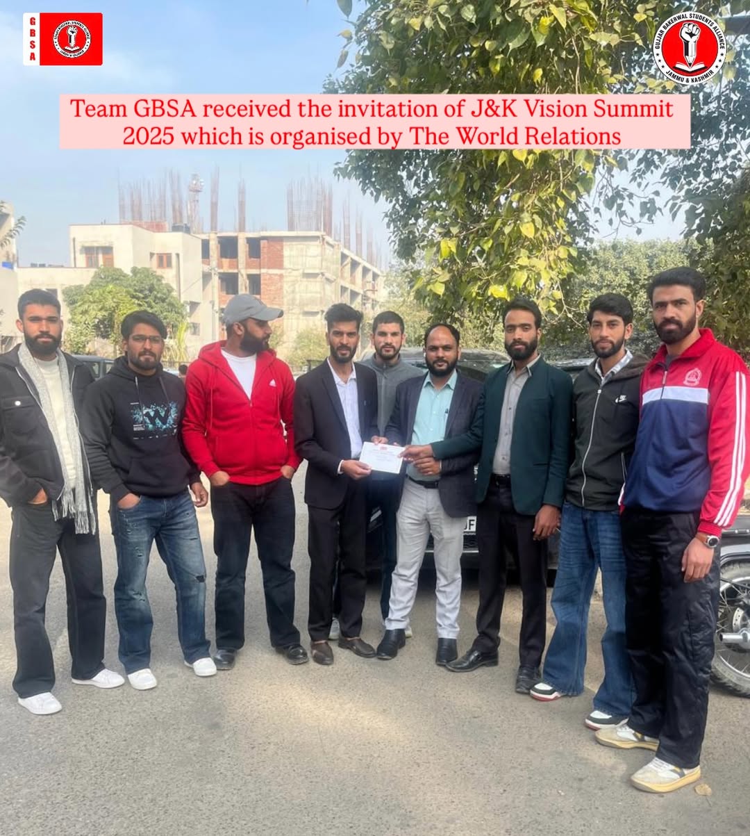 GBSA Team received invitation for the J&K Vision Summit 2025